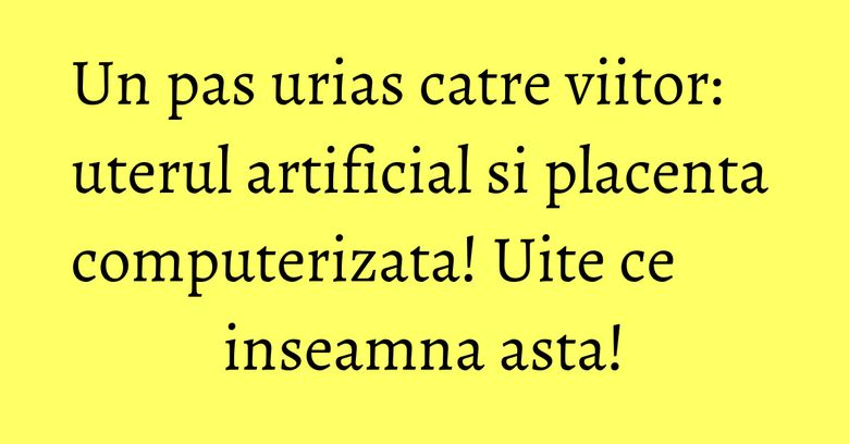 Un pas urias catre viitor: uterul artificial si placenta computerizata! Uite ce inseamna asta! Un pas urias catre viitor: uterul artificial si placenta computerizata! Uite ce inseamna asta!