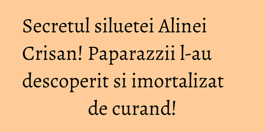Secretul siluetei Alinei Crisan! Paparazzii l-au descoperit si imortalizat de curand!