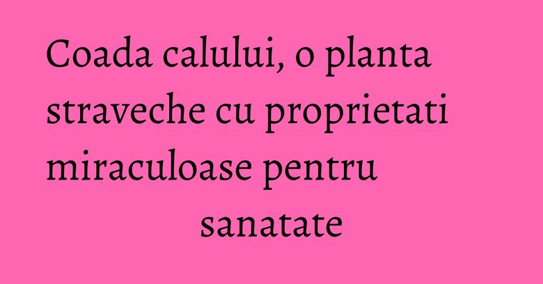Coada calului, o planta straveche cu proprietati miraculoase pentru sanatate Coada calului, o planta straveche cu proprietati miraculoase pentru sanatate