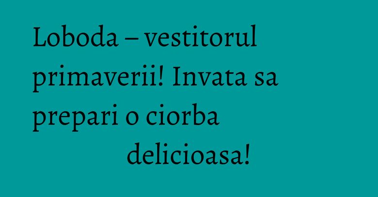 Loboda – vestitorul primaverii! Invata sa prepari o ciorba delicioasa! Loboda – vestitorul primaverii! Invata sa prepari o ciorba delicioasa!