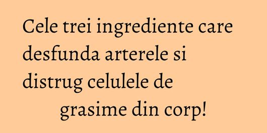 Cele trei ingrediente care desfunda arterele si distrug celulele de grasime din corp!