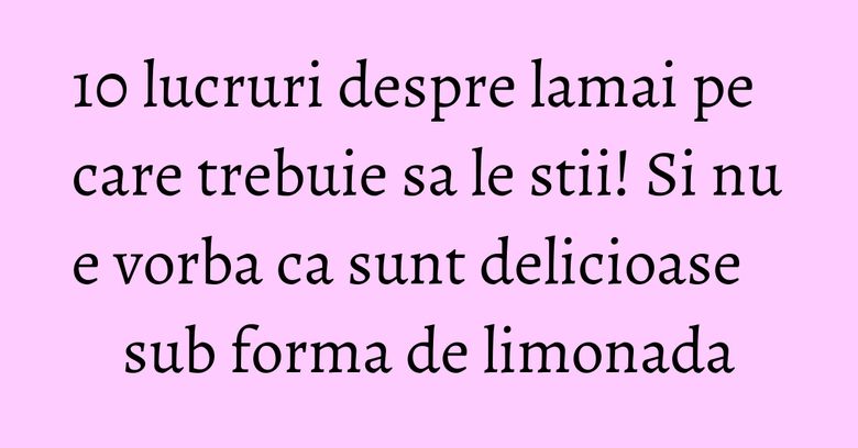 10 lucruri despre lamai pe care trebuie sa le stii! Si nu e vorba ca sunt delicioase sub forma de limonada