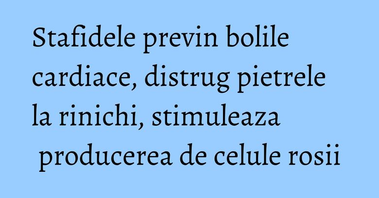 Stafidele previn bolile cardiace, distrug pietrele la rinichi, stimuleaza producerea de celule rosii