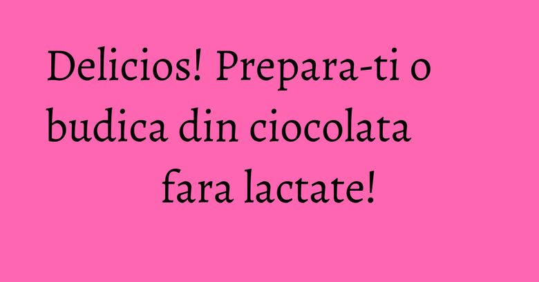 Delicios! Prepara-ti o budica din ciocolata fara lactate!