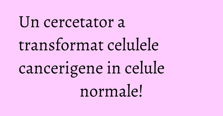Un cercetator a transformat celulele cancerigene in celule normale!