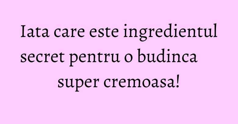 Iata care este ingredientul secret pentru o budinca super cremoasa! Iata care este ingredientul secret pentru o budinca super cremoasa!