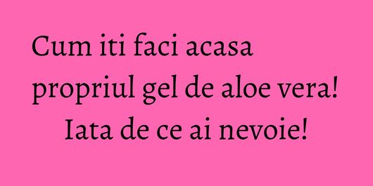 Cum iti faci acasa propriul gel de aloe vera! Iata de ce ai nevoie!