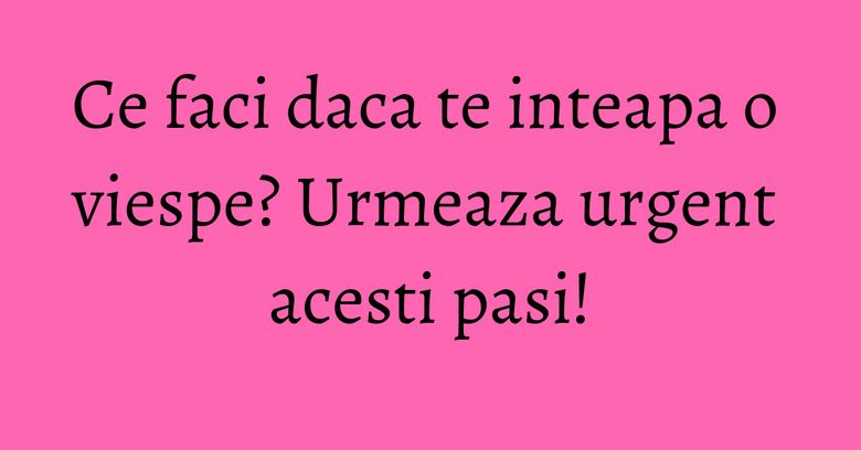 Ce faci daca te inteapa o viespe? Urmeaza urgent acesti pasi! Ce faci daca te inteapa o viespe? Urmeaza urgent acesti pasi!
