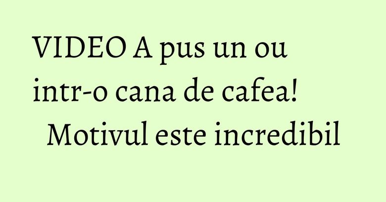 VIDEO A pus un ou intr-o cana de cafea! Motivul este incredibil