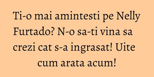 Ti-o mai amintesti pe Nelly Furtado? N-o sa-ti vina sa crezi cat s-a ingrasat! Uite cum arata acum!