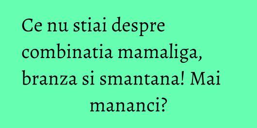 Ce nu stiai despre combinatia mamaliga, branza si smantana! Mai mananci?