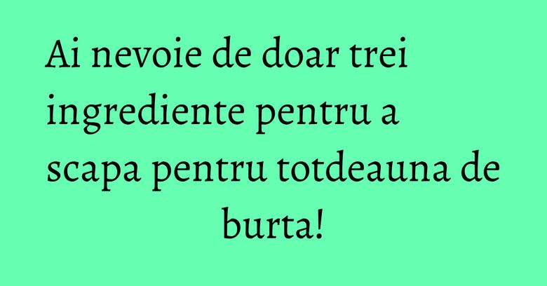 Ai nevoie de doar trei ingrediente pentru a scapa pentru totdeauna de burta! Ai nevoie de doar trei ingrediente pentru a scapa pentru totdeauna de burta!
