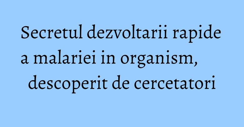 Secretul dezvoltarii rapide a malariei in organism, descoperit de cercetatori Secretul dezvoltarii rapide a malariei in organism, descoperit de cercetatori