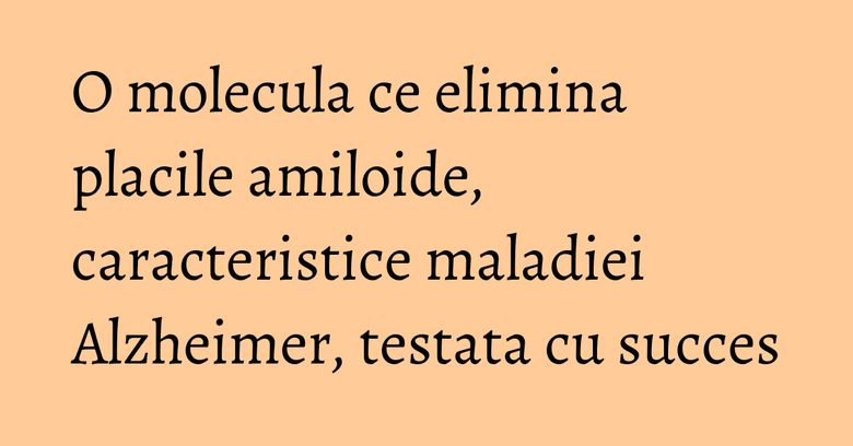 O molecula ce elimina placile amiloide, caracteristice maladiei Alzheimer, testata cu succes O molecula ce elimina placile amiloide, caracteristice maladiei Alzheimer, testata cu succes