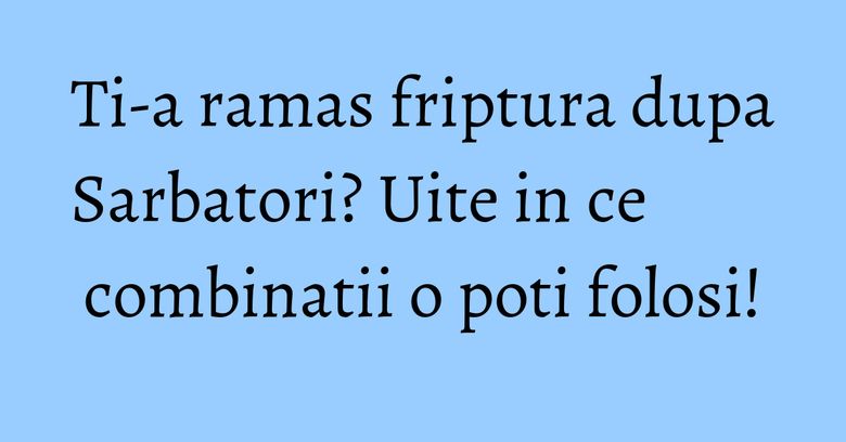 Ti-a ramas friptura dupa Sarbatori? Uite in ce combinatii o poti folosi! Ti-a ramas friptura dupa Sarbatori? Uite in ce combinatii o poti folosi!