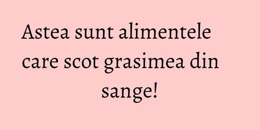 Astea sunt alimentele care scot grasimea din sange!