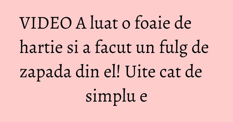 VIDEO A luat o foaie de hartie si a facut un fulg de zapada din el! Uite cat de simplu e VIDEO A luat o foaie de hartie si a facut un fulg de zapada din el! Uite cat de simplu e