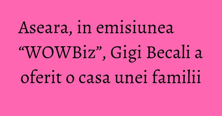 Aseara, in emisiunea “WOWBiz”, Gigi Becali a oferit o casa unei familii Aseara, in emisiunea “WOWBiz”, Gigi Becali a oferit o casa unei familii