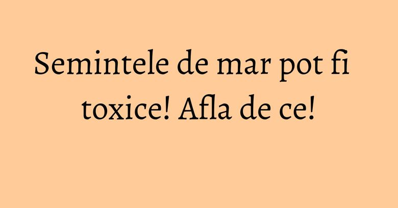 Semintele de mar pot fi toxice! Afla de ce! Semintele de mar pot fi toxice! Afla de ce!