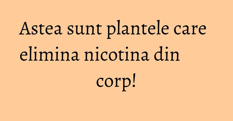 Astea sunt plantele care elimina nicotina din corp! Astea sunt plantele care elimina nicotina din corp!
