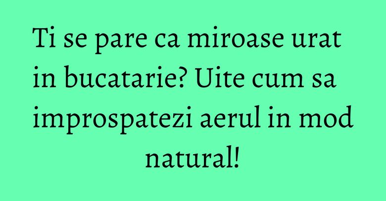 Ti se pare ca miroase urat in bucatarie? Uite cum sa improspatezi aerul in mod natural! Ti se pare ca miroase urat in bucatarie? Uite cum sa improspatezi aerul in mod natural!