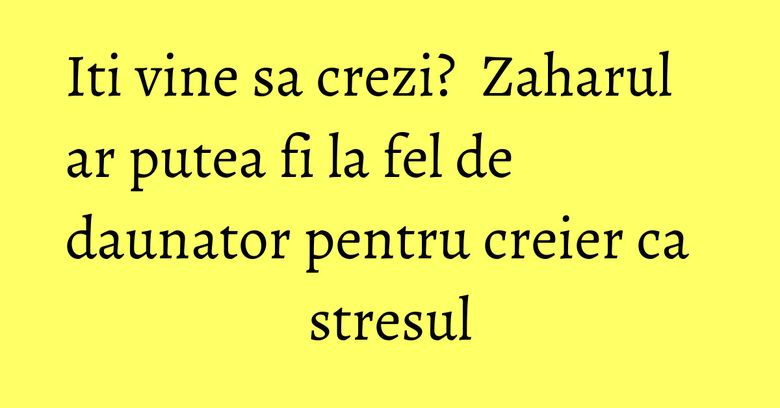 Iti vine sa crezi? Zaharul ar putea fi la fel de daunator pentru creier ca stresul Iti vine sa crezi? Zaharul ar putea fi la fel de daunator pentru creier ca stresul