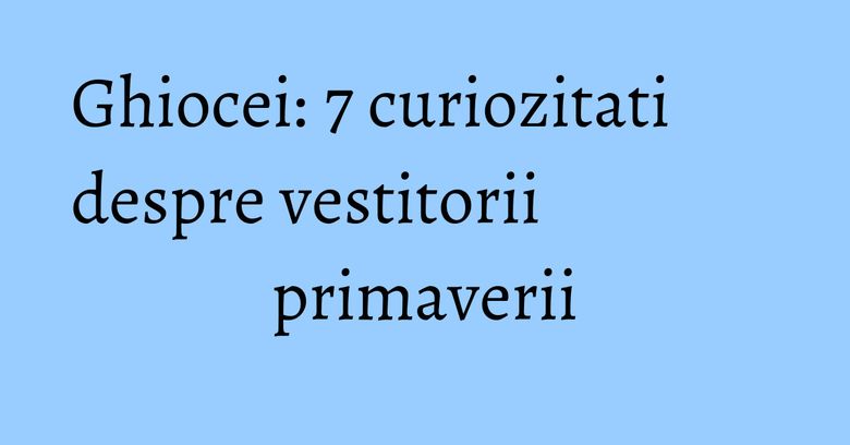 Ghiocei: 7 curiozitati despre vestitorii primaverii Ghiocei: 7 curiozitati despre vestitorii primaverii
