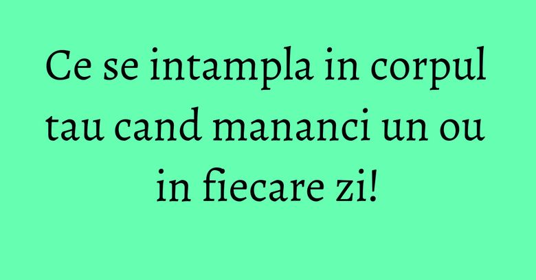 Ce se intampla in corpul tau cand mananci un ou in fiecare zi! Ce se intampla in corpul tau cand mananci un ou in fiecare zi!