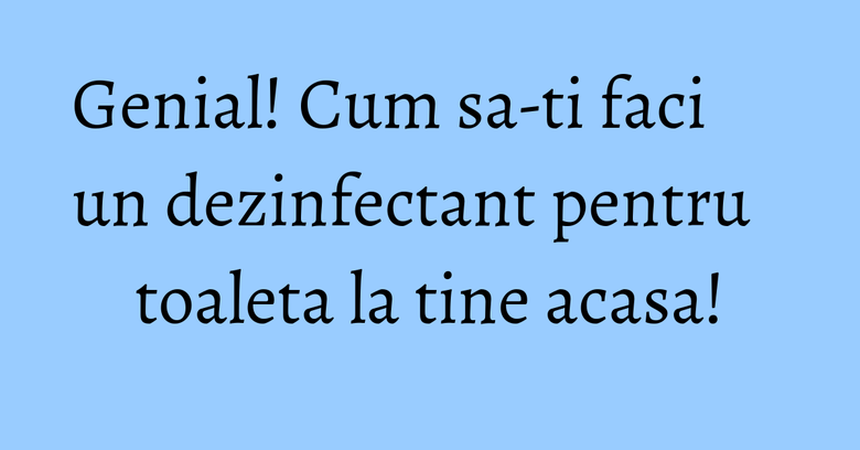 Genial! Cum sa-ti faci un dezinfectant pentru toaleta la tine acasa!