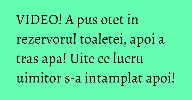 VIDEO! A pus otet in rezervorul toaletei, apoi a tras apa! Uite ce lucru uimitor s-a intamplat apoi! VIDEO! A pus otet in rezervorul toaletei, apoi a tras apa! Uite ce lucru uimitor s-a intamplat apoi!