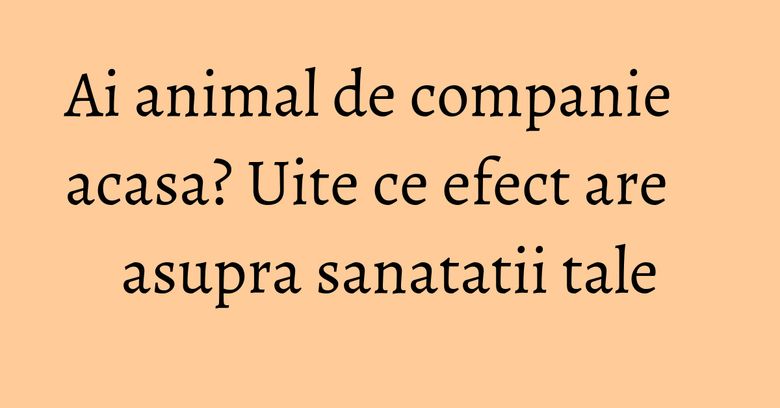 Ai animal de companie acasa? Uite ce efect are asupra sanatatii tale