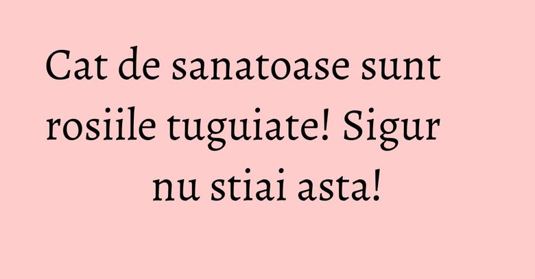 Cat de sanatoase sunt rosiile tuguiate! Sigur nu stiai asta! Cat de sanatoase sunt rosiile tuguiate! Sigur nu stiai asta!