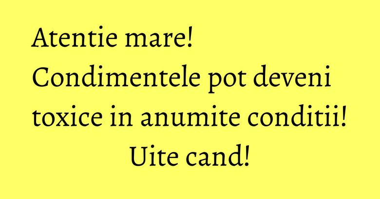 Atentie mare! Condimentele pot deveni toxice in anumite conditii! Uite cand! Atentie mare! Condimentele pot deveni toxice in anumite conditii! Uite cand!