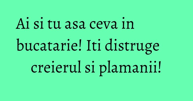 Ai si tu asa ceva in bucatarie! Iti distruge creierul si plamanii!