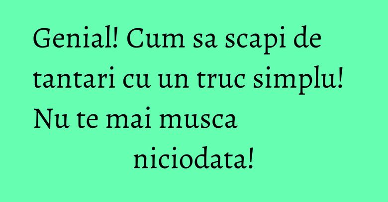 Genial! Cum sa scapi de tantari cu un truc simplu! Nu te mai musca niciodata! Genial! Cum sa scapi de tantari cu un truc simplu! Nu te mai musca niciodata!