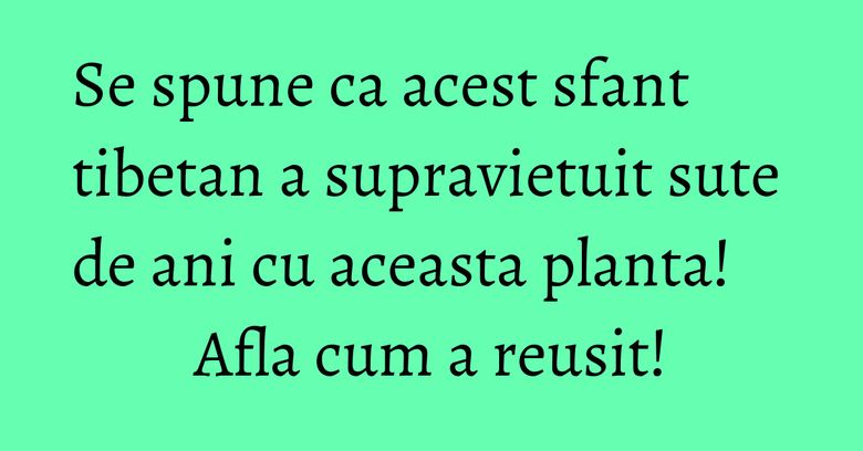 Se spune ca acest sfant tibetan a supravietuit sute de ani cu aceasta planta! Afla cum a reusit! Se spune ca acest sfant tibetan a supravietuit sute de ani cu aceasta planta! Afla cum a reusit!
