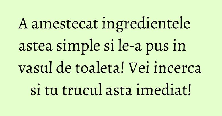 A amestecat ingredientele astea simple si le-a pus in vasul de toaleta! Vei incerca si tu trucul asta imediat! A amestecat ingredientele astea simple si le-a pus in vasul de toaleta! Vei incerca si tu trucul asta imediat!