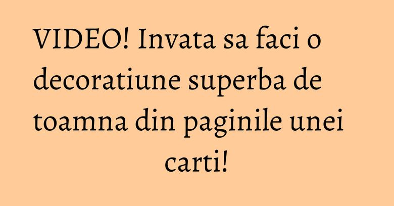 VIDEO! Invata sa faci o decoratiune superba de toamna din paginile unei carti! VIDEO! Invata sa faci o decoratiune superba de toamna din paginile unei carti!