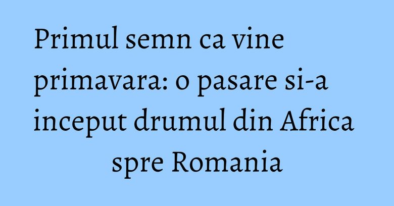 Primul semn ca vine primavara: o pasare si-a inceput drumul din Africa spre Romania Primul semn ca vine primavara: o pasare si-a inceput drumul din Africa spre Romania