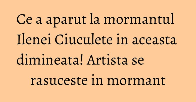 Ce a aparut la mormantul Ilenei Ciuculete in aceasta dimineata! Artista se rasuceste in mormant