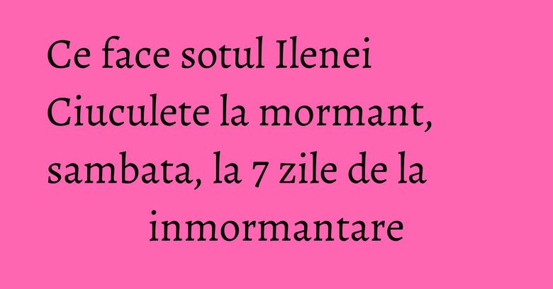Ce face sotul Ilenei Ciuculete la mormant, sambata, la 7 zile de la inmormantare