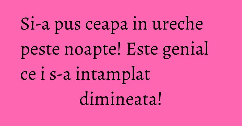 Si-a pus ceapa in ureche peste noapte! Este genial ce i s-a intamplat dimineata! Si-a pus ceapa in ureche peste noapte! Este genial ce i s-a intamplat dimineata!