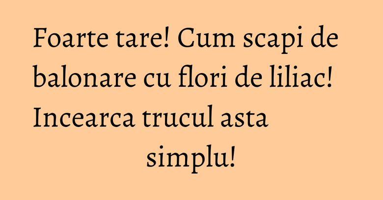 Foarte tare! Cum scapi de balonare cu flori de liliac! Incearca trucul asta simplu! Foarte tare! Cum scapi de balonare cu flori de liliac! Incearca trucul asta simplu!