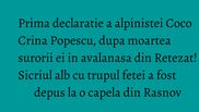 Dor Geta Popescu avea 14 ani si a murit in avalnsa din Retezat