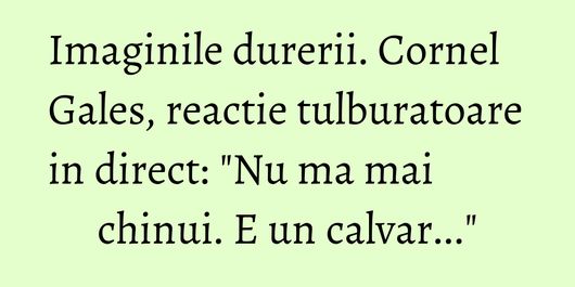 Imaginile durerii. Cornel Gales, reactie tulburatoare in direct: 
