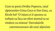 Ovidiu Popescu si-a luat cu el pe munte ambele fete
