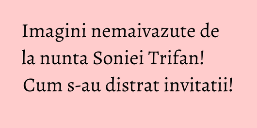 Imagini nemaivazute de la nunta Soniei Trifan! Cum s-au distrat invitatii!