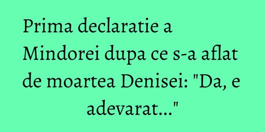 Prima declaratie a Mindorei dupa ce s-a aflat de moartea Denisei: 