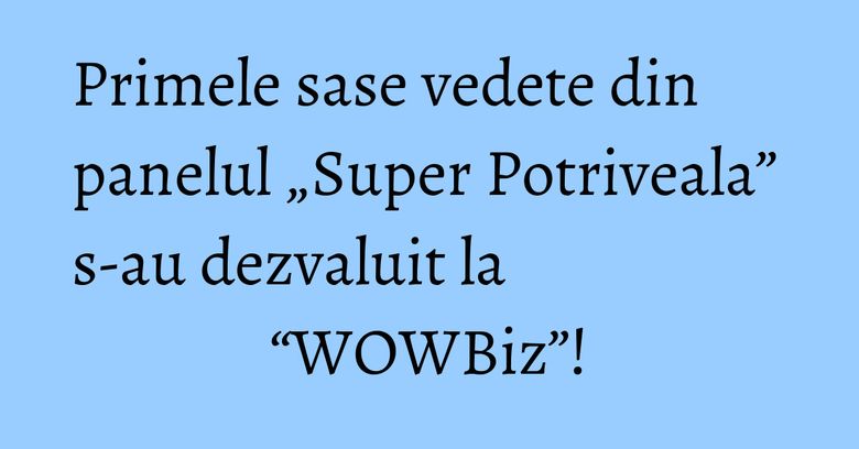 Primele sase vedete din panelul „Super Potriveala” s-au dezvaluit la “WOWBiz”!