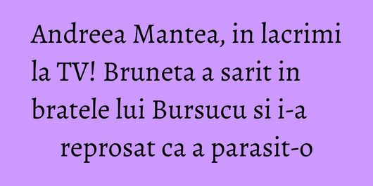 Andreea Mantea, in lacrimi la TV! Bruneta a sarit in bratele lui Bursucu si i-a reprosat ca a parasit-o